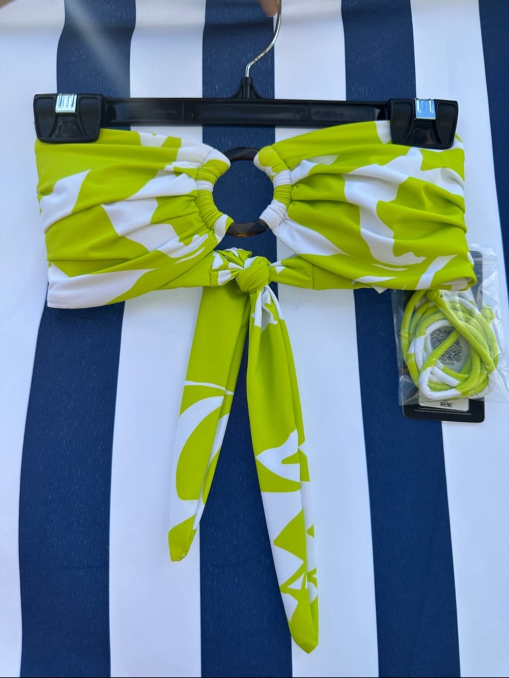 Body Glove Lime Green and White Bandeau Bikini Top